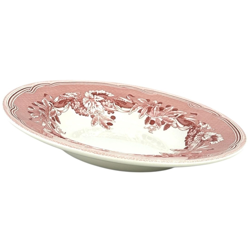 Spode Fulham Rimmed SOUP BOWL for Williams Sonoma Red White Floral England 2004
